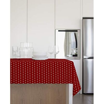 GEMITEX Tischdecke aus Plüsch, 140 x 180 cm, aus PVC, mit roten Punkten, hergestellt in Italien GEMITEX Tischdecke aus Plüsch, 140 x 180 cm, aus PVC, mit roten Punkten, hergestellt in Italien