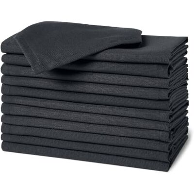 Amazon Wiederverwendbare schmutzabweisende und knitterfreie Stoffservietten, 12er-Pack, 43 x 43 cm, Schwarz Amazon Wiederverwendbare schmutzabweisende und knitterfreie Stoffservietten, 12er-Pack, 43 x 43 cm, Schwarz