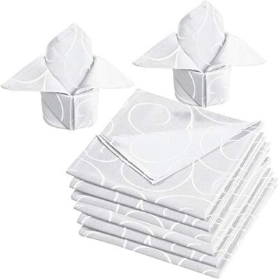 Erwin Müller Stoff-Serviette Oberhausen 8er- Pack, Jacquard Ranken weiß Größe 50x50 cm pflegeleicht, bügelleicht Erwin Müller Stoff-Serviette Oberhausen 8er- Pack, Jacquard Ranken weiß Größe 50x50 cm pflegeleicht, bügelleicht