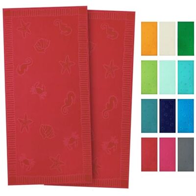 ZOLLNER Strandtuch hautfreundliches und saugstarkes Handtuch in 100x200 cm waschbar bis 60°C Baumwolle in rot eingewebte Meerestiermotive Oeko Tex® Zertifiziert ZOLLNER Strandtuch hautfreundliches und saugstarkes Handtuch in 100x200 cm waschbar bis 60°C Baumwolle in rot eingewebte Meerestiermotive Oeko Tex® Zertifiziert