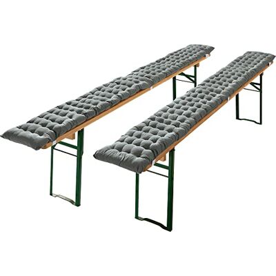 REDBEST Bierbank-Auflage, Sitzauflage Bierzeltgarnitur gepolstert 2er-Pack grau Größe 25x220 cm strapazierstark und langlebig, bequemer Sitzkomfort, mit elastischen Bändern REDBEST Bierbank-Auflage, Sitzauflage Bierzeltgarnitur gepolstert 2er-Pack grau Größe 25x220 cm strapazierstark und langlebig, bequemer Sitzkomfort, mit elastischen Bändern