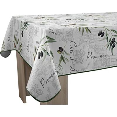 Le linge de Jules Tischdecke, schmutzabweisend, Provence, rechteckig, 150 x 240 cm, Grün, Ecru, Grau, Schwarz Le linge de Jules Tischdecke, schmutzabweisend, Provence, rechteckig, 150 x 240 cm, Grün, Ecru, Grau, Schwarz