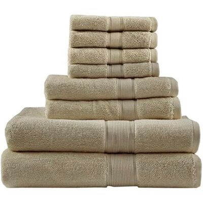 Madison Park 800 g/m² Badezimmer-Handtuch-Set, 100% Baumwolle, Badetuch-Set für Badezimmer, luxuriös, sehr saugfähig, 2 Badetücher, 2 Handtücher, 4 Waschlappen, schnell trocknend, Spa-Qualität, Beige Madison Park 800 g/m² Badezimmer-Handtuch-Set, 100% Baumwolle, Badetuch-Set für Badezimmer, luxuriös, sehr saugfähig, 2 Badetücher, 2 Handtücher, 4 Waschlappen, schnell trocknend, Spa-Qualität, Beige