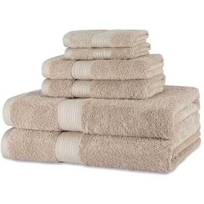 Amazon Handtücher Set 6-teilig, 100% Bio-Baumwolle Ausbleichbeständig Weich, 2 Badetücher + 2 Handtücher + 2 Waschlappen, Taupe Amazon Handtücher Set 6-teilig, 100% Bio-Baumwolle Ausbleichbeständig Weich, 2 Badetücher + 2 Handtücher + 2 Waschlappen, Taupe