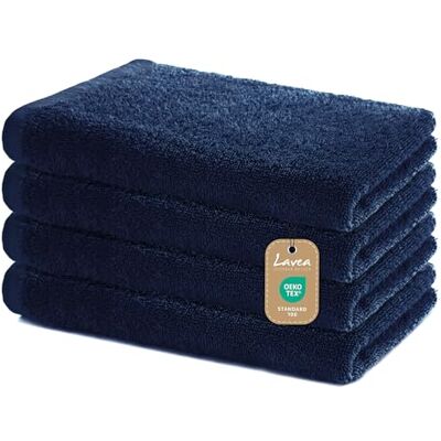 Lavea ® Sydney 4er Handtücher Set 40x70 cm Navy 100% Baumwolle – Weiche Frottee Handtücher, saugstarkes Handtuch Set für Bad, OEKO-TEX® Standard 100 Lavea ® Sydney 4er Handtücher Set 40x70 cm Navy 100% Baumwolle – Weiche Frottee Handtücher, saugstarkes Handtuch Set für Bad, OEKO-TEX® Standard 100