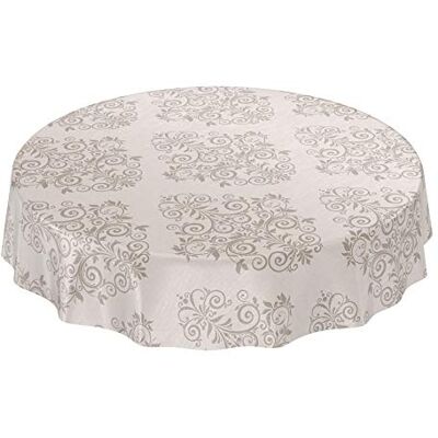 ANRO Wachstuchtischdecke Wachstuch Wachstischdecke Tischdecke abwaschbar Ranken Barock Arabeske Beige Rund 140cm wasserabweisend Gartentischdecke Meterware pflegeleicht Lotuseffekt ANRO Wachstuchtischdecke Wachstuch Wachstischdecke Tischdecke abwaschbar Ranken Barock Arabeske Beige Rund 140cm wasserabweisend Gartentischdecke Meterware pflegeleicht Lotuseffekt