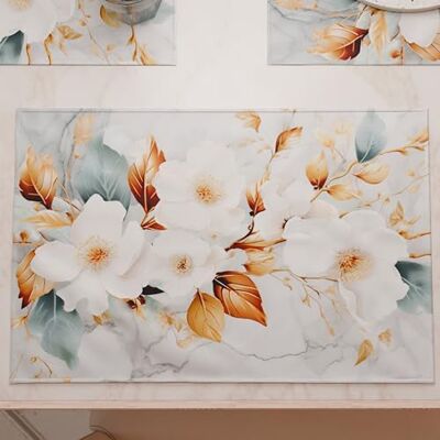 PETTI Artigiani Italiani Amerikanische Tischsets mit Digitaldruck, amerikanische Tischsets aus Stoff und waschbar (Set von 2-30 x 45 cm) Flower Ceramic 01, 100% Made in Italy PETTI Artigiani Italiani Amerikanische Tischsets mit Digitaldruck, amerikanische Tischsets aus Stoff und waschbar (Set von 2-30 x 45 cm) Flower Ceramic 01, 100% Made in Italy