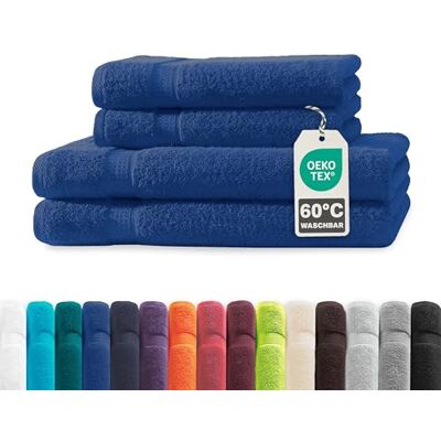 Müskaan ® 4er Handtuch Set Royalblau, 100% Baumwolle, 500g/m² – 2X Duschtuch 70x140cm & 2X Handtuch 50x100cm – Öko-Tex, Frottee Handtücher Set Baumwolle, Handtuchset Blau, 60°C waschbar, Frotteetücher Müskaan ® 4er Handtuch Set Royalblau, 100% Baumwolle, 500g/m² – 2X Duschtuch 70x140cm & 2X Handtuch 50x100cm – Öko-Tex, Frottee Handtücher Set Baumwolle, Handtuchset Blau, 60°C waschbar, Frotteetücher
