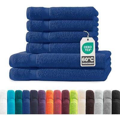 Müskaan ® 6er Handtuch Set Royalblau, 100% Baumwolle, 500g/m² – 2X Duschtuch 70x140cm & 4X Handtuch 50x100cm – Öko-Tex, Frottee Handtücher Set Baumwolle, Handtuchset Blau, 60°C waschbar, Frotteetücher Müskaan ® 6er Handtuch Set Royalblau, 100% Baumwolle, 500g/m² – 2X Duschtuch 70x140cm & 4X Handtuch 50x100cm – Öko-Tex, Frottee Handtücher Set Baumwolle, Handtuchset Blau, 60°C waschbar, Frotteetücher