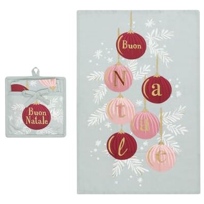 KASANOVA 1 WEIHNACHTSKUGEL MALLOW TOPFLAPPEN-UND GESCHIRRTUCH-SET, Polyester Baumwolle KASANOVA 1 WEIHNACHTSKUGEL MALLOW TOPFLAPPEN-UND GESCHIRRTUCH-SET, Polyester Baumwolle