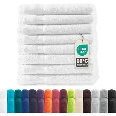 Müskaan ® 8er Handtuch Set Weiß, 100% Baumwolle, 50x30cm, 500g/m² – Öko-Tex, Frottee Handtücher Set Baumwolle, Gästetücher 30x50cm, Handtuchset Weiß für Bad, 60°C waschbar, Frotteetücher Müskaan ® 8er Handtuch Set Weiß, 100% Baumwolle, 50x30cm, 500g/m² – Öko-Tex, Frottee Handtücher Set Baumwolle, Gästetücher 30x50cm, Handtuchset Weiß für Bad, 60°C waschbar, Frotteetücher