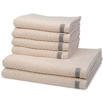 Ross 6 teiliges Frottier-Set Smart (4 X Handtuch 2 X Duschtuch im Set) 520 g/m2 Baumwolle Frottee saugstark weich und flauschig Natur Ross 6 teiliges Frottier-Set Smart (4 X Handtuch 2 X Duschtuch im Set) 520 g/m2 Baumwolle Frottee saugstark weich und flauschig Natur