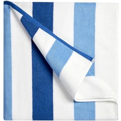 Bornbay Übergroßes Strandtuch aus Baumwolle, extra groß, 101,6 x 178 cm, Plüsch, dick, Pool-Handtuch, XL, flauschig, gestreift, Badetuch für Erwachsene, Herren, Damen, Weiß/Marineblau Bornbay Übergroßes Strandtuch aus Baumwolle, extra groß, 101,6 x 178 cm, Plüsch, dick, Pool-Handtuch, XL, flauschig, gestreift, Badetuch für Erwachsene, Herren, Damen, Weiß/Marineblau