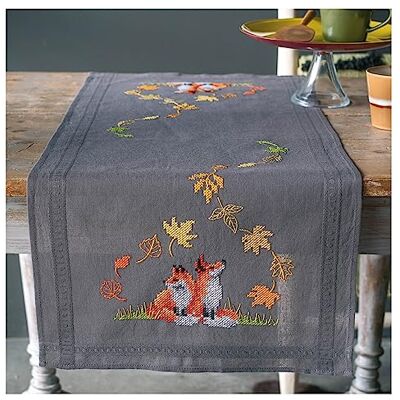 Vervaco Stickpackung Tischläufer Sticken Set Erwachsene Vorgedruckt Füchse im Herbst Stickläufer zum Selbersticken Vorgezeichnet Decke Sticken Stickpackung Plattstich 40 x 100 cm Kreatives Geschenk Vervaco Stickpackung Tischläufer Sticken Set Erwachsene Vorgedruckt Füchse im Herbst Stickläufer zum Selbersticken Vorgezeichnet Decke Sticken Stickpackung Plattstich 40 x 100 cm Kreatives Geschenk