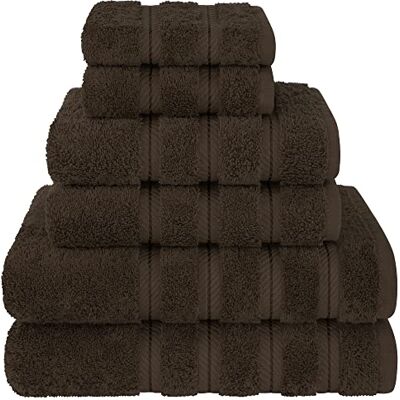 American Soft Linen Premium türkische echte Baumwolle, Luxus-Hotel-Qualität für maximale Weichheit und Saugfähigkeit Modern 6 Pieces Towel Set Schokobraun American Soft Linen Premium türkische echte Baumwolle, Luxus-Hotel-Qualität für maximale Weichheit und Saugfähigkeit Modern 6 Pieces Towel Set Schokobraun