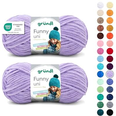 Gründl Wolle Funny uni Chenille Wolle 2 Knäuel 100 g, lavendel Gründl Wolle Funny uni Chenille Wolle 2 Knäuel 100 g, lavendel