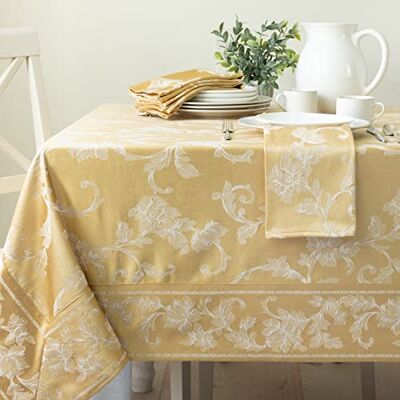 Benson Mills Harmony Scroll-Tischdecke aus gewebtem Damast-Stoff, für Alltag, Partys, besondere Anlässe, Hochzeiten und Urlaubstischdecke (152,4 x 304,8 cm, rechteckig, goldfarben) Benson Mills Harmony Scroll-Tischdecke aus gewebtem Damast-Stoff, für Alltag, Partys, besondere Anlässe, Hochzeiten und Urlaubstischdecke (152,4 x 304,8 cm, rechteckig, goldfarben)