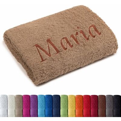 AR Line Besticken Sie Handtuch mit Namen oder mit Wunschtext Bestickt, Duschtuch (70x140cm) in Sand AR Line Besticken Sie Handtuch mit Namen oder mit Wunschtext Bestickt, Duschtuch (70x140cm) in Sand
