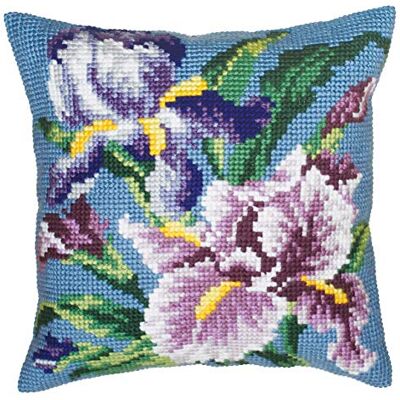 ART Kreuzstichkissen Iris lila 5050, 40x40cm, Stickbild vorgezeichnet, Mehrfarbig ART Kreuzstichkissen Iris lila 5050, 40x40cm, Stickbild vorgezeichnet, Mehrfarbig