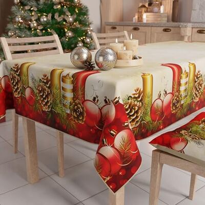 PETTI Artigiani Italiani Petti Weihnachtstischdecke Tischdecke 140 x 140 cm, quadratisch, schmutzabweisend & fleckenabweisend, Pflegeleichte Mikrofaser mit Motiv Kerzen, ideal für Advent & Weihnachten PETTI Artigiani Italiani Petti Weihnachtstischdecke Tischdecke 140 x 140 cm, quadratisch, schmutzabweisend & fleckenabweisend, Pflegeleichte Mikrofaser mit Motiv Kerzen, ideal für Advent & Weihnachten