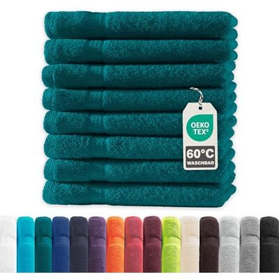 Müskaan ® 8er Handtuch Set Petrol, 100% Baumwolle, 50x30cm, 500g/m² – Öko-Tex, Frottee Handtücher Set Baumwolle, Gästetücher 30x50cm, Handtuchset Blau für Bad, 60°C waschbar, Frotteetücher Müskaan ® 8er Handtuch Set Petrol, 100% Baumwolle, 50x30cm, 500g/m² – Öko-Tex, Frottee Handtücher Set Baumwolle, Gästetücher 30x50cm, Handtuchset Blau für Bad, 60°C waschbar, Frotteetücher