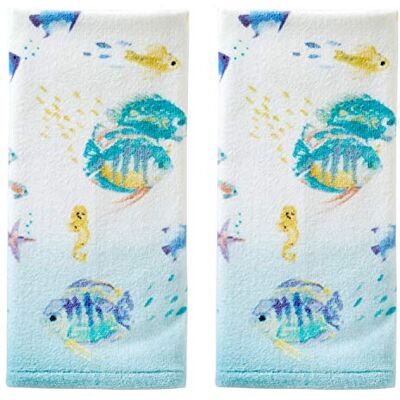 SKL Home von Saturday Knight Ltd. Ocean Aquarell-Handtuch, Mehrfarbig, 40,6 x 66 cm, 2 Stück SKL Home von Saturday Knight Ltd. Ocean Aquarell-Handtuch, Mehrfarbig, 40,6 x 66 cm, 2 Stück