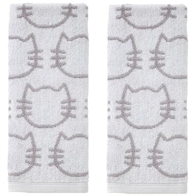 SKL Home Katzen-Handtuch, 2-teiliges Set für Bad/Küche/Bar & Geschenk, Weiß/Grau SKL Home Katzen-Handtuch, 2-teiliges Set für Bad/Küche/Bar & Geschenk, Weiß/Grau