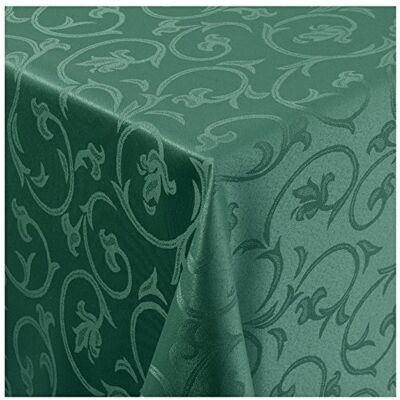 MODERNO Tischdecke Stoff Damast Barock Jacquard Ranken Design mit Saum rund 170 cm Dunkel-Grün MODERNO Tischdecke Stoff Damast Barock Jacquard Ranken Design mit Saum rund 170 cm Dunkel-Grün