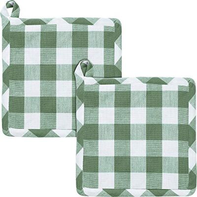 REDBEST Topflappen, Topfuntersetzer karo 2er-Pack, hitzebeständig, 100% Baumwolle grün Größe 20x20 cm praktische Schlaufe, strapazierstark und langlebig REDBEST Topflappen, Topfuntersetzer karo 2er-Pack, hitzebeständig, 100% Baumwolle grün Größe 20x20 cm praktische Schlaufe, strapazierstark und langlebig