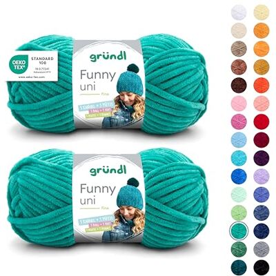 Gründl Wolle Funny uni Chenille Wolle 2 Knäuel 100 g, Smaragd Gründl Wolle Funny uni Chenille Wolle 2 Knäuel 100 g, Smaragd