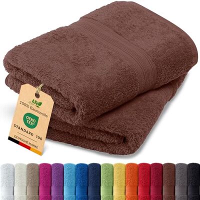 AR Line Arizona 2er Set Handtuch 50x100 cm – 100% Baumwolle, 500 g/m², weich & saugstark, in Farbe: Schokobraun AR Line Arizona 2er Set Handtuch 50x100 cm – 100% Baumwolle, 500 g/m², weich & saugstark, in Farbe: Schokobraun
