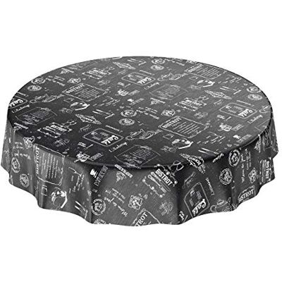 ANRO Wachstuchtischdecke Wachstuch Wachstischdecke Tischdecke abwaschbar Schwarz Bistro Retro Modern Rund 140cm eingefasst ANRO Wachstuchtischdecke Wachstuch Wachstischdecke Tischdecke abwaschbar Schwarz Bistro Retro Modern Rund 140cm eingefasst