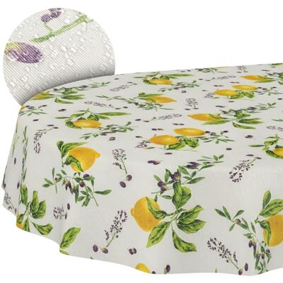 ANRO Tischdecke aus Stoff Textil abwaschbar Tischwäsche Tischtuch Baumwolle Polyester Lemon Oval 220x140cm In-/Outdoor Tischdecke ANRO Tischdecke aus Stoff Textil abwaschbar Tischwäsche Tischtuch Baumwolle Polyester Lemon Oval 220x140cm In-/Outdoor Tischdecke