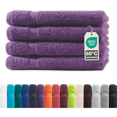 Müskaan ® 4er Handtuch Set Lila, 100% Baumwolle, 50x100cm, 500g/m² – Öko-Tex, Frottee Handtücher Set Baumwolle, Handtucherset 50x100cm, Handtuchset Lila für Bad, 60°C waschbar, Frotteetücher Müskaan ® 4er Handtuch Set Lila, 100% Baumwolle, 50x100cm, 500g/m² – Öko-Tex, Frottee Handtücher Set Baumwolle, Handtucherset 50x100cm, Handtuchset Lila für Bad, 60°C waschbar, Frotteetücher