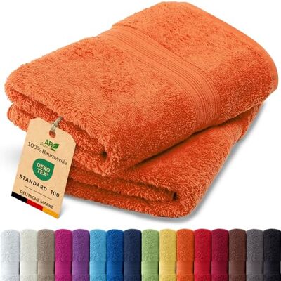 AR Line Arizona 2er Set Badetuch 100x150 cm – 100% Baumwolle, 500 g/m², weich & saugstark, in Farbe: Terra AR Line Arizona 2er Set Badetuch 100x150 cm – 100% Baumwolle, 500 g/m², weich & saugstark, in Farbe: Terra