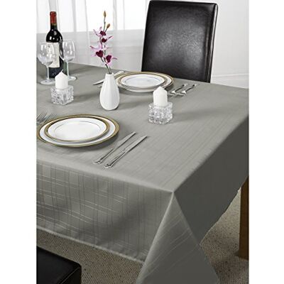 Emma Barclay Tischdecke, kariert, Polyester, silberfarben, 274 x 178 cm Emma Barclay Tischdecke, kariert, Polyester, silberfarben, 274 x 178 cm
