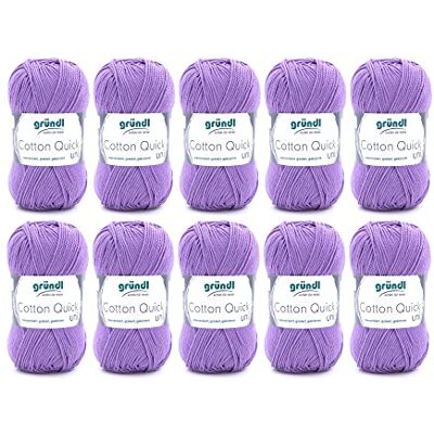 Gründl Wolle Cotton Quick uni Häkelgarn 10 Knäuel 50 g, Lavendel Gründl Wolle Cotton Quick uni Häkelgarn 10 Knäuel 50 g, Lavendel