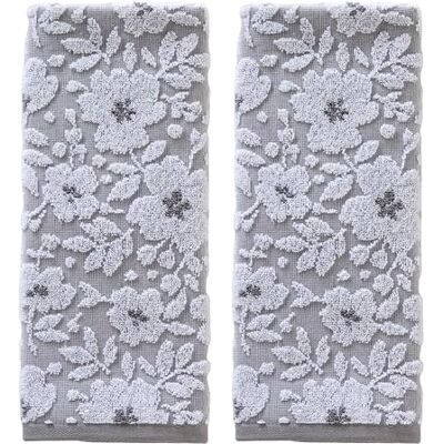 SKL Home Jacquard-Handtuch, Blumenmuster, Grau, 2 Stück SKL Home Jacquard-Handtuch, Blumenmuster, Grau, 2 Stück