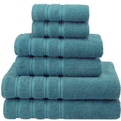 American Soft Linen , Handtuch-Set, 100% türkische Baumwolle, 6-teilig, saugfähig, langlebig, weich und flauschig, für Hotel- und Spa-Badetücher, 610 g/m², 2 Badetücher, (Badwäsche-Set, Kolonialblau) American Soft Linen , Handtuch-Set, 100% türkische Baumwolle, 6-teilig, saugfähig, langlebig, weich und flauschig, für Hotel- und Spa-Badetücher, 610 g/m², 2 Badetücher, (Badwäsche-Set, Kolonialblau)