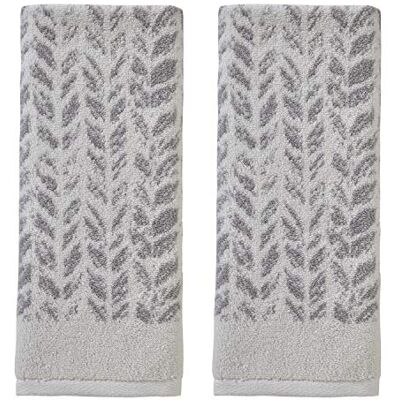 SKL Home Distressed Leaves Handtuch-Set aus 100% türkischer Baumwolle, grau, 16" x 26", 2 SKL Home Distressed Leaves Handtuch-Set aus 100% türkischer Baumwolle, grau, 16" x 26", 2