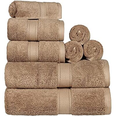 Superior Waschlappen aus ägyptischer Baumwolle, 33 cm, Hand 20, Bad 76,2 x 139,7 cm, Latte, 8-teiliges Handtuch-Set Superior Waschlappen aus ägyptischer Baumwolle, 33 cm, Hand 20, Bad 76,2 x 139,7 cm, Latte, 8-teiliges Handtuch-Set