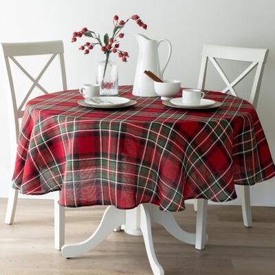 Benson Mills Tischdecke, kariert, garngefärbter Stoff, für Urlaub, Winter und Weihnachten, 178 cm, Rot Benson Mills Tischdecke, kariert, garngefärbter Stoff, für Urlaub, Winter und Weihnachten, 178 cm, Rot