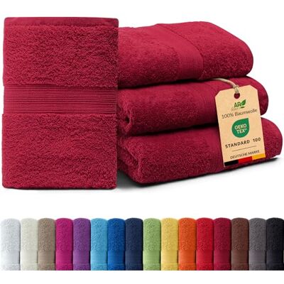 AR Line Arizona 4er Set Badetücher 100x150 cm – 100% Baumwolle, 500 g/m², weich & saugstark in Farbe: Burgund AR Line Arizona 4er Set Badetücher 100x150 cm – 100% Baumwolle, 500 g/m², weich & saugstark in Farbe: Burgund