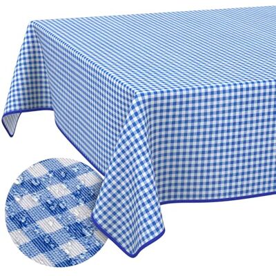 ANRO Tischdecke aus Stoff Textil abwaschbar Tischwäsche Tischtuch Baumwolle Polyester Vichy Blue Rund 140cm In-/Outdoor Tischdecke ANRO Tischdecke aus Stoff Textil abwaschbar Tischwäsche Tischtuch Baumwolle Polyester Vichy Blue Rund 140cm In-/Outdoor Tischdecke