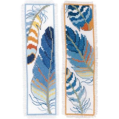 Vervaco Lesezeichen Kreuzstich Stickpackungen Gezählter Kreuzstich Set Blaue Federn 2er DIY Set Erwachsene Sticken Lesen Zubehör Geschenk Zählmusterpackung ca. 6 x 20 cm Stickset für Anfänger Vervaco Lesezeichen Kreuzstich Stickpackungen Gezählter Kreuzstich Set Blaue Federn 2er DIY Set Erwachsene Sticken Lesen Zubehör Geschenk Zählmusterpackung ca. 6 x 20 cm Stickset für Anfänger
