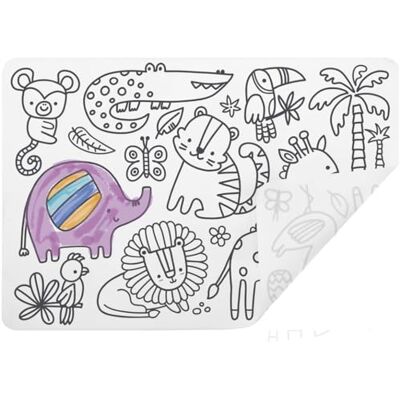 Ulysse Couleurs d'Enfance Silikon: Platzset zum Ausmalen – Motiv Savanne Ulysse Couleurs d'Enfance Silikon: Platzset zum Ausmalen – Motiv Savanne
