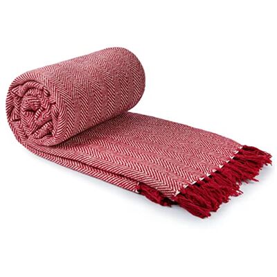 Emma Barclay Überwurf, Fischgrätenmuster, recycelte Baumwolle, Gemustert, für Stuhl, Sofa, Sofa, Bett, Überwurf, 127 x 152 cm, Rot Emma Barclay Überwurf, Fischgrätenmuster, recycelte Baumwolle, Gemustert, für Stuhl, Sofa, Sofa, Bett, Überwurf, 127 x 152 cm, Rot