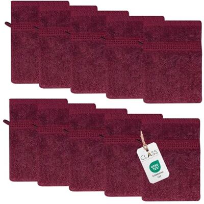 Class Home Collection Frottee Waschhandschuhe 16x21 cm – 10er Set Waschhandschuh – Besonders weiche & saugfähige Waschlappen aus 100% Baumwolle mit Aufhänger – Bordeaux Class Home Collection Frottee Waschhandschuhe 16x21 cm – 10er Set Waschhandschuh – Besonders weiche & saugfähige Waschlappen aus 100% Baumwolle mit Aufhänger – Bordeaux