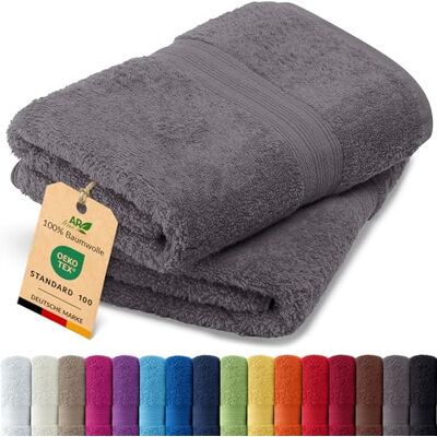 AR Line Arizona 2er Set Badetuch 100x150 cm – 100% Baumwolle, 500 g/m², weich & saugstark, in Farbe: Anthrazit-Grau AR Line Arizona 2er Set Badetuch 100x150 cm – 100% Baumwolle, 500 g/m², weich & saugstark, in Farbe: Anthrazit-Grau