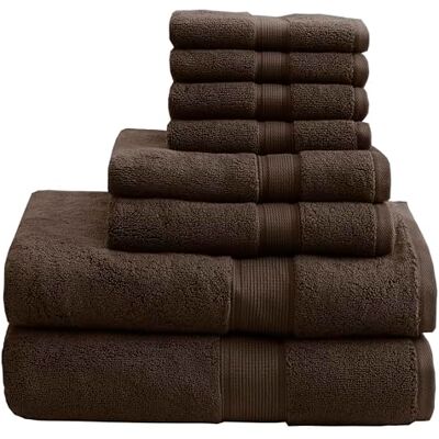 Madison Park Luxuriöse türkische Badetücher, sehr saugfähig, lang, übergroß, Leinen-Baumwolle, Badetuch-Set, 8-teilig, bestehend aus 2 Badetüchern, 2 Handtüchern und 4 Waschtüchern, Braun Madison Park Luxuriöse türkische Badetücher, sehr saugfähig, lang, übergroß, Leinen-Baumwolle, Badetuch-Set, 8-teilig, bestehend aus 2 Badetüchern, 2 Handtüchern und 4 Waschtüchern, Braun